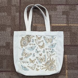 Canvas Butterfly Tote Bag in Cream
